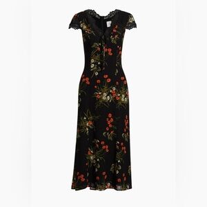 Reformation Black Floral Midi Dress